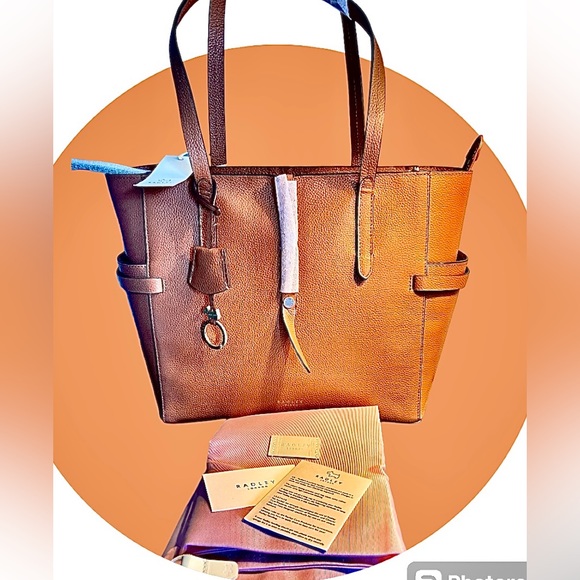 Radley London NWT Leather Shoulder Bag & Dust Bag Lg Abington Road Tan - Picture 5 of 16